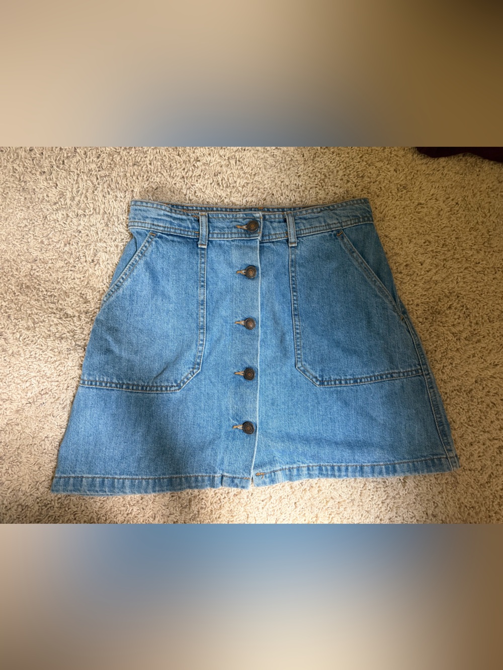 Zara Light Blue Denim Button-Front Skirt